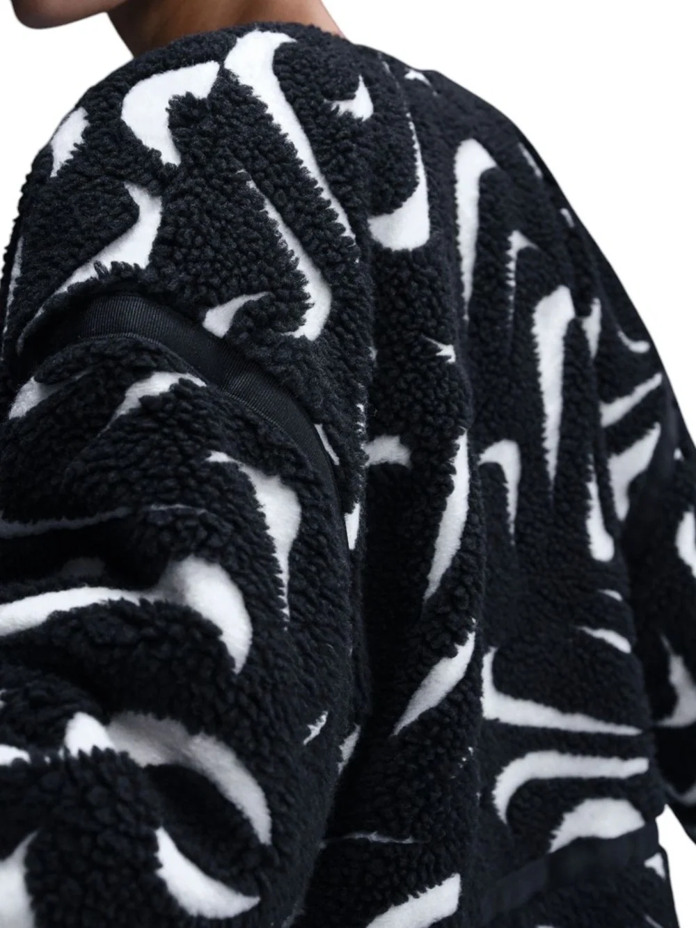 Nike Black and White Patterned Sherpa Coat
